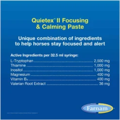 Farnam Quietex Focusing & Calming Paste Horse Supplement, 1.09-mL Syringe -Weaver Leather || Finish Line || Cavalor Shop 115648 PT4. AC SS1800 V1692209740