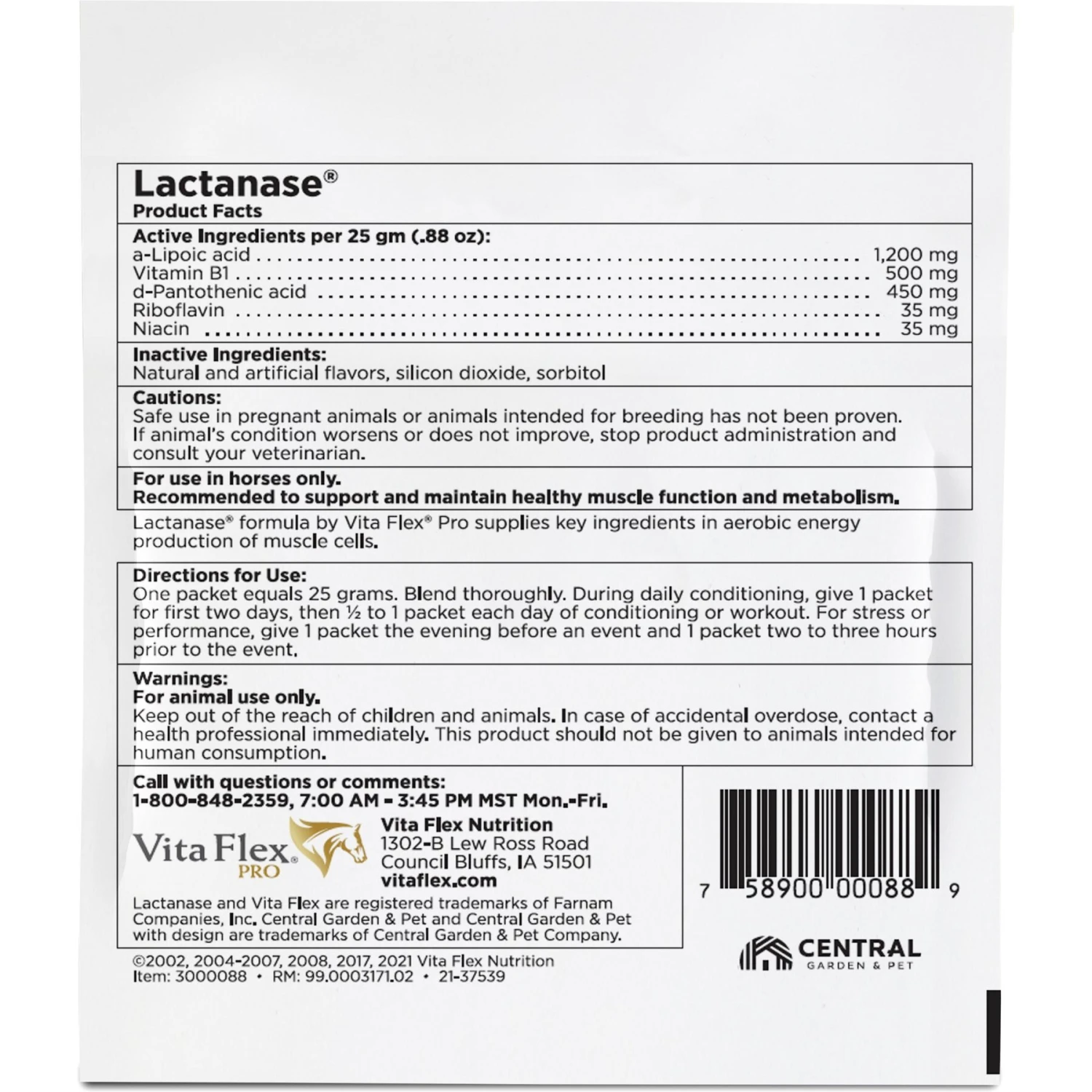 Vita Flex Pro Lactanase Muscle & Metabolism Powder Horse Supplement, 25-gm Packet 8 Vita Flex Pro Lactanase Muscle & Metabolism Powder Horse Supplement, 25-gm Packet - Image 8