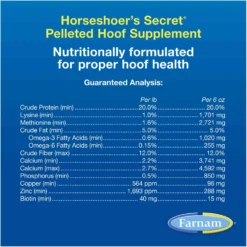 Farnam Horseshoer's Secret Hoof Health Hay Flavor Pellets Horse Supplement 13 Farnam Horseshoer's Secret Hoof Health Hay Flavor Pellets Horse Supplement -Weaver Leather || Finish Line || Cavalor Shop 165236 PT4. AC SS1800 V1682708439