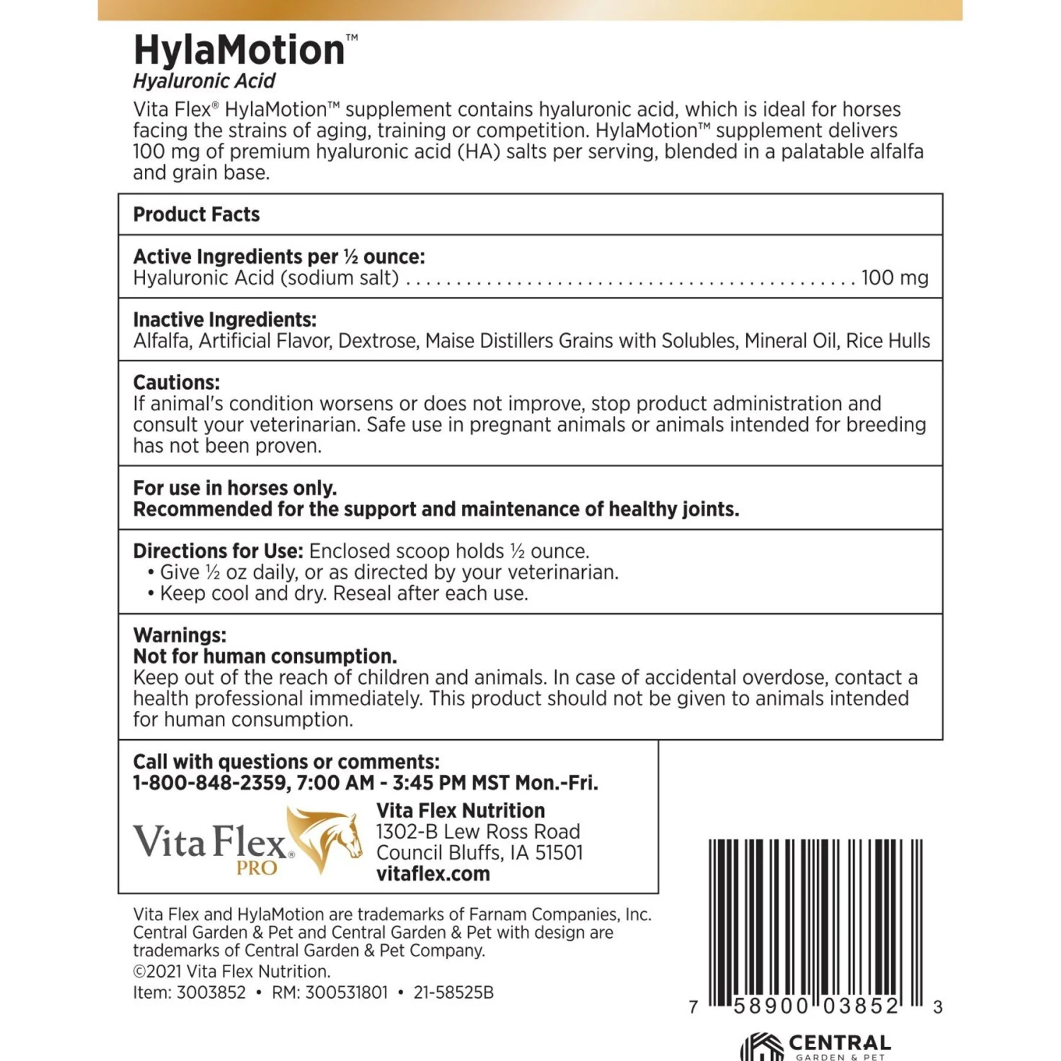 Vita Flex Pro Hylamotion Equine Joint Support Hay Flavor Powder Horse Supplement, 2.5-lb Bucket 4 Vita Flex Pro Hylamotion Equine Joint Support Hay Flavor Powder Horse Supplement, 2.5-lb Bucket - Image 4