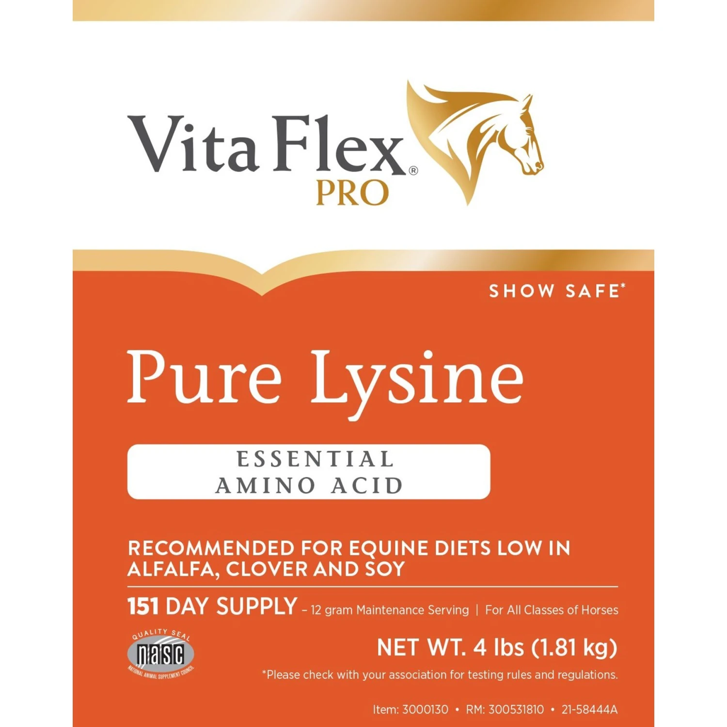Vita Flex Pro Pure Lysine Amino Acid Powder Horse Supplement 151 Day Supply, 4-lb Bucket 8 Vita Flex Pro Pure Lysine Amino Acid Powder Horse Supplement 151 Day Supply, 4-lb Bucket - Image 8