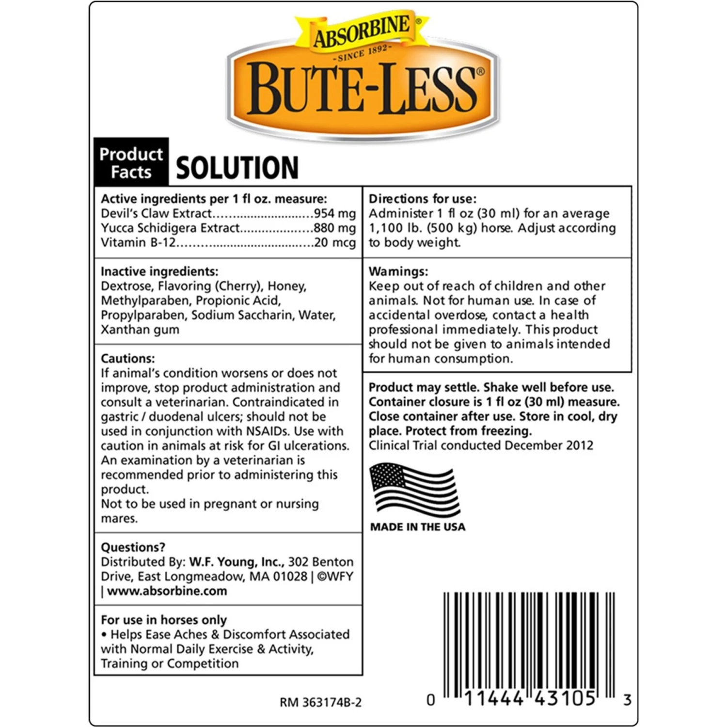 Absorbine Bute-Less Comfort & Recovery Solution Horse Supplement 2 Absorbine Bute-Less Comfort & Recovery Solution Horse Supplement - Image 2