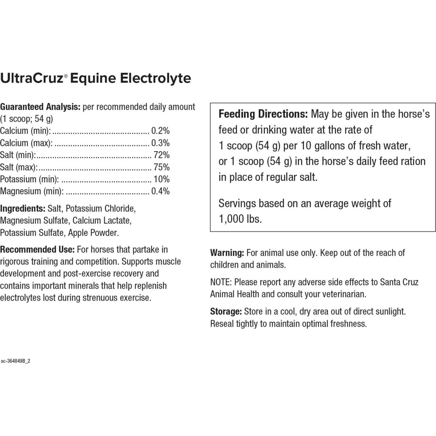 UltraCruz Electrolyte Powder Horse Supplement 2 UltraCruz Electrolyte Powder Horse Supplement - Image 2