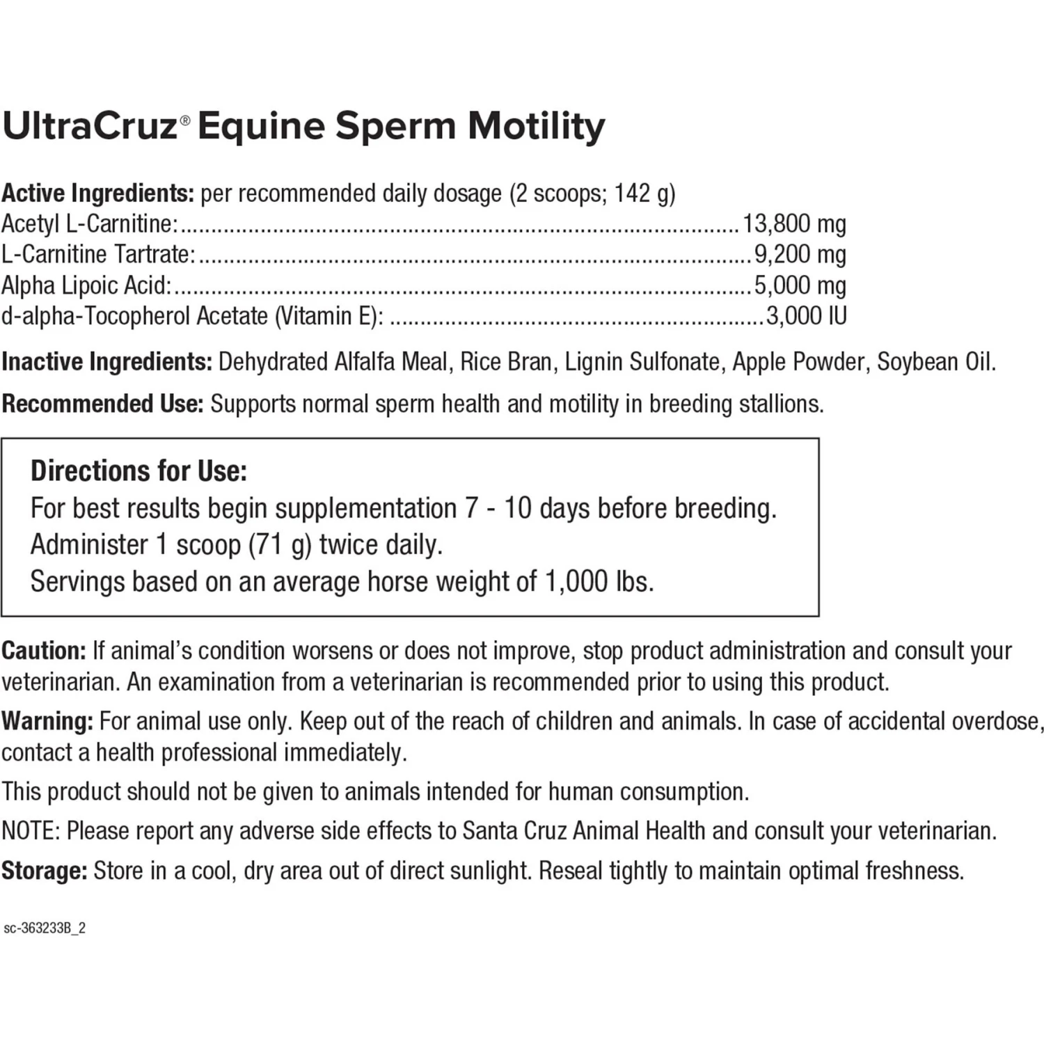 UltraCruz Sperm Motility Pellets Horse Supplement 2 UltraCruz Sperm Motility Pellets Horse Supplement - Image 2