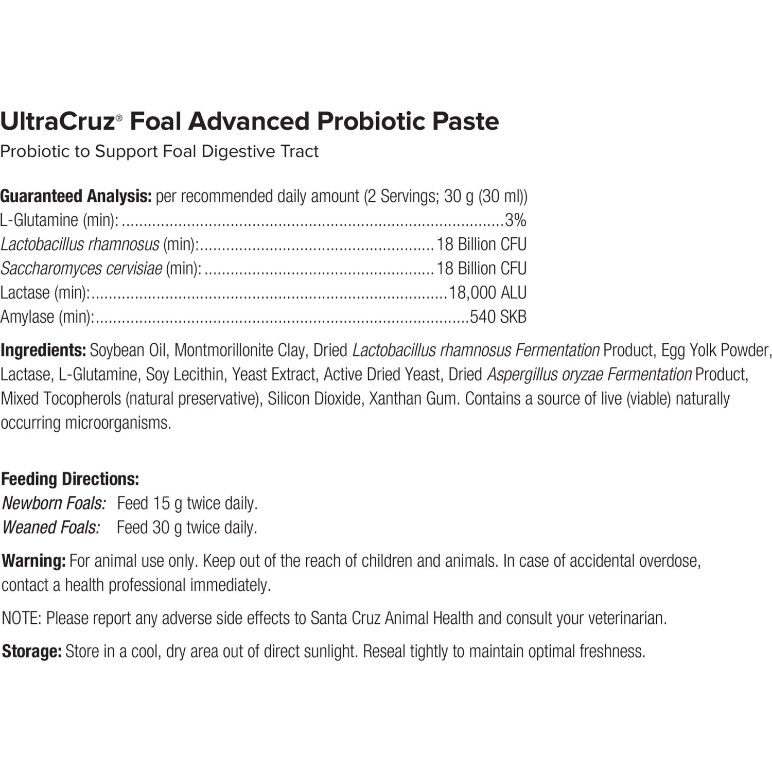 UltraCruz Foal Advanced Probiotic Paste Horse Supplement 2 UltraCruz Foal Advanced Probiotic Paste Horse Supplement - Image 2