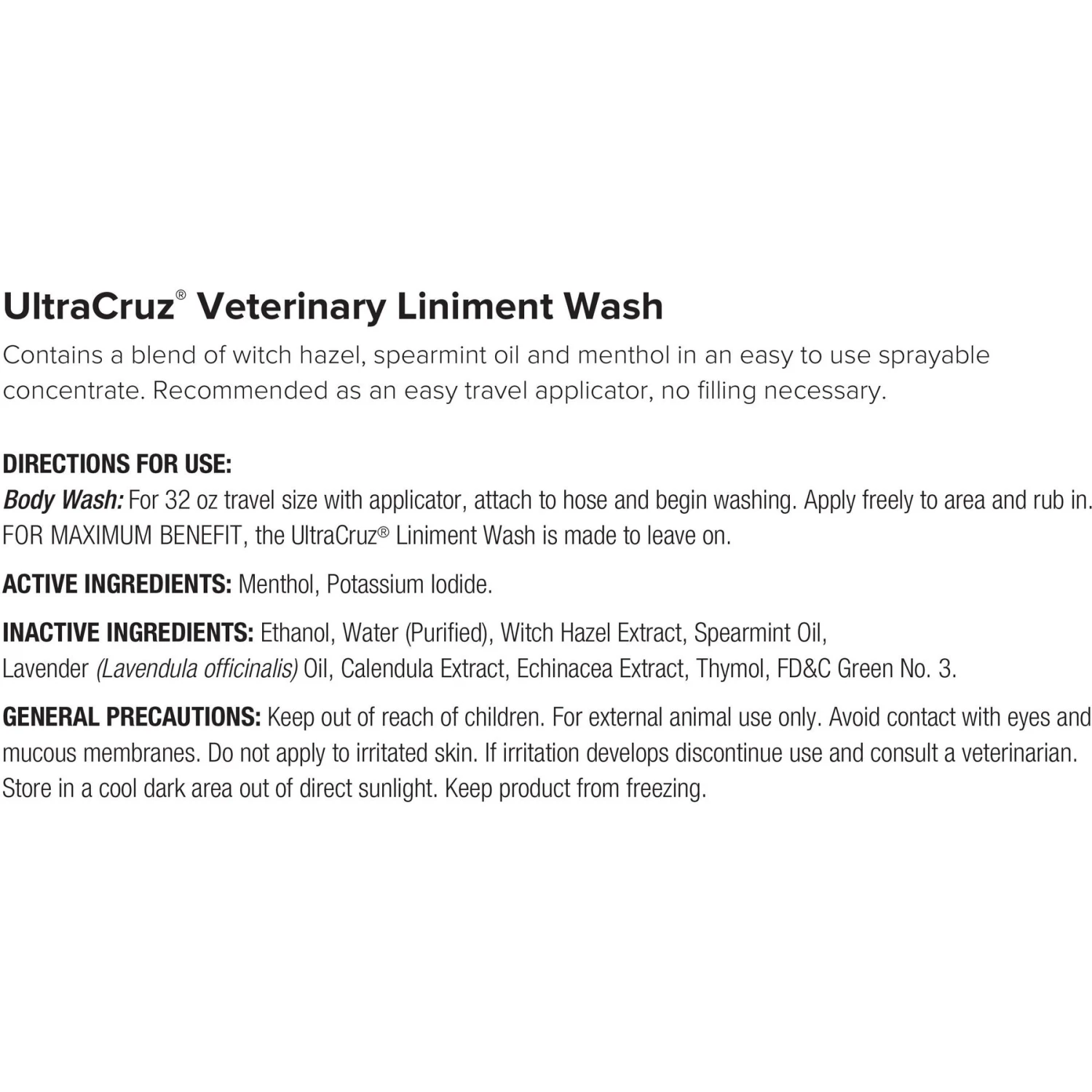 UltraCruz Liniment Horse Wash Spray, 32-oz Bottle 4 UltraCruz Liniment Horse Wash Spray, 32-oz Bottle - Image 4