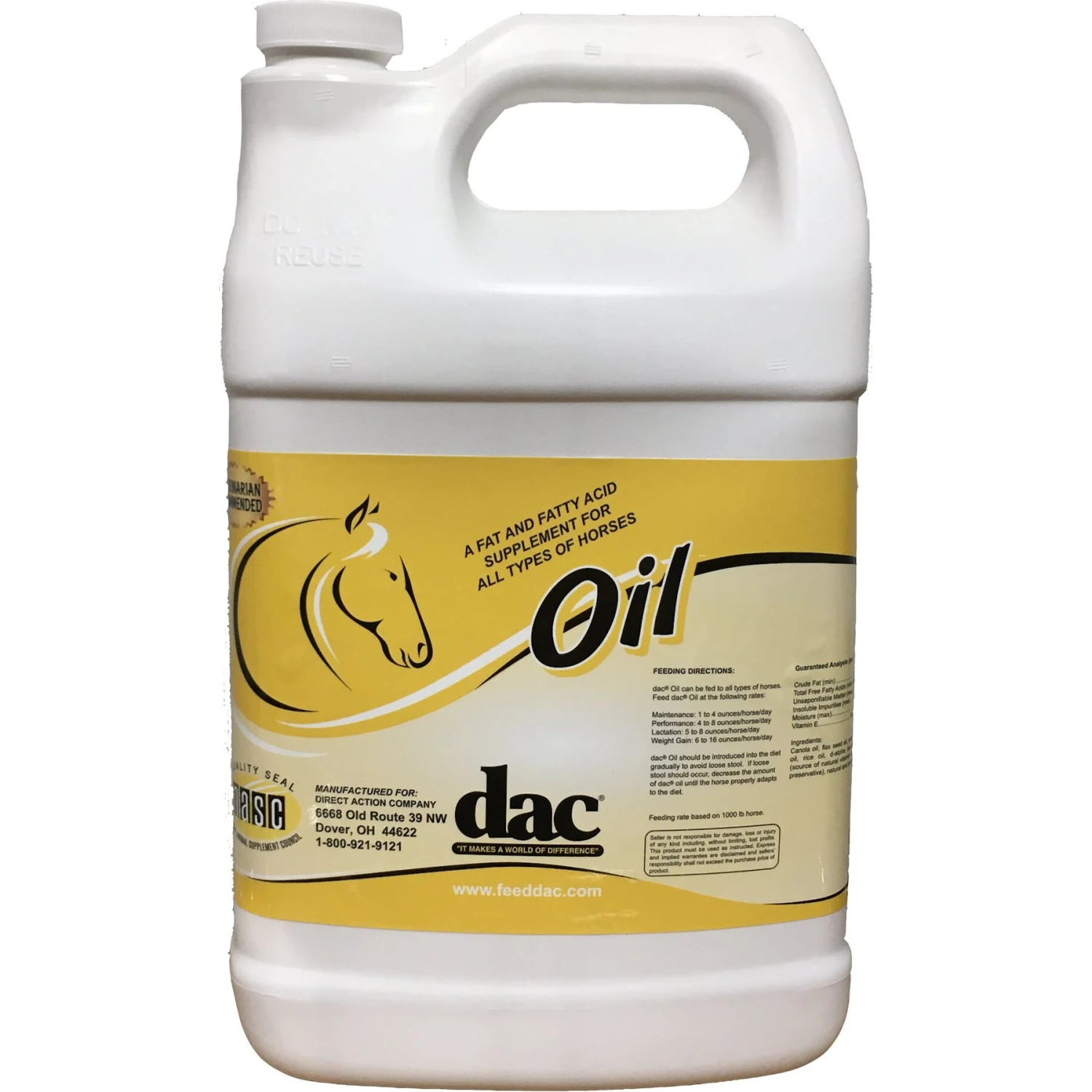 DAC Oil Fatty Acid Coat Health Liquid Horse Supplement 1 DAC Oil Fatty Acid Coat Health Liquid Horse Supplement