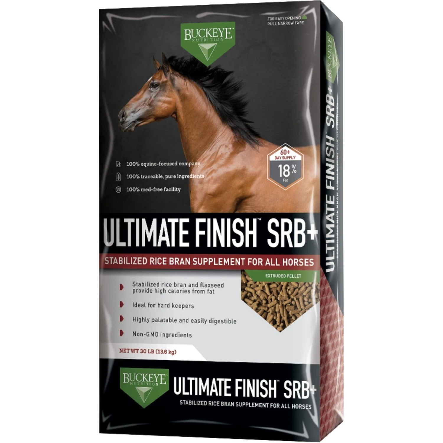 Buckeye Nutrition Ultimate Finish SRB+ Stabilized Rice Bran Pellets Horse Supplement 1 Buckeye Nutrition Ultimate Finish SRB+ Stabilized Rice Bran Pellets Horse Supplement