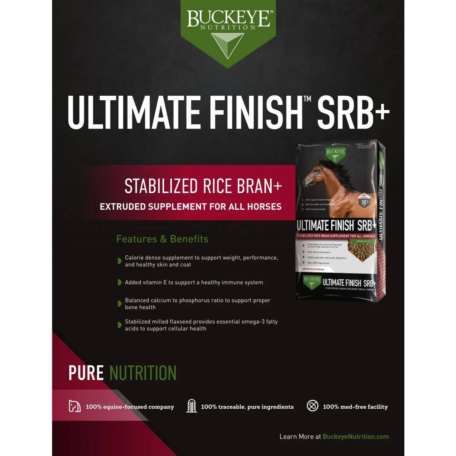 Buckeye Nutrition Ultimate Finish SRB+ Stabilized Rice Bran Pellets Horse Supplement 4 Buckeye Nutrition Ultimate Finish SRB+ Stabilized Rice Bran Pellets Horse Supplement - Image 4
