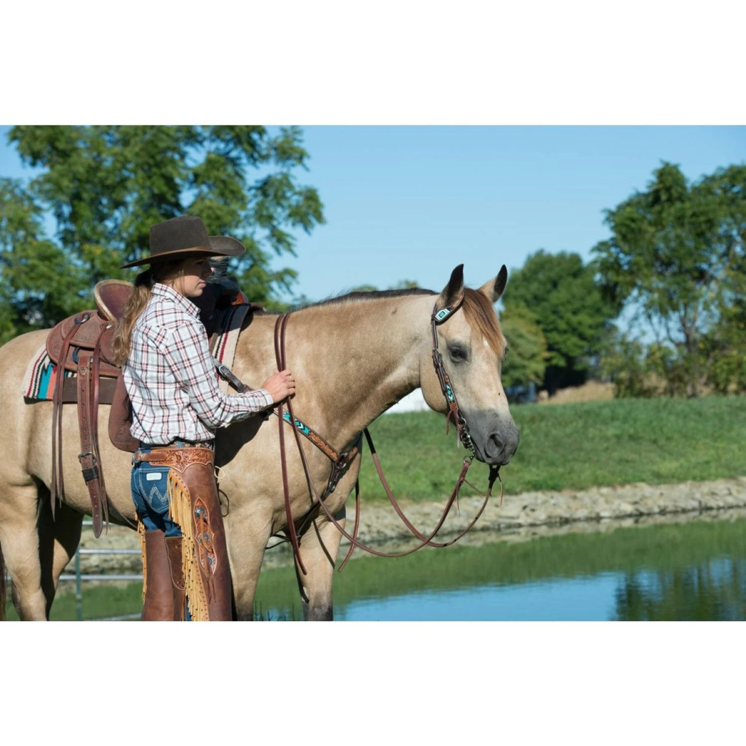 Weaver Leather Turquoise Cross Beaded Straight Horse Breast Collar 5 Weaver Leather Turquoise Cross Beaded Straight Horse Breast Collar - Image 5