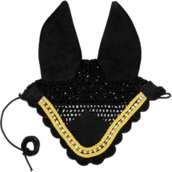 Derby Originals Paris Tack Premium Show Crochet Horse Fly Veil Bonnet With Crystal Brow & Soft Knit Ears