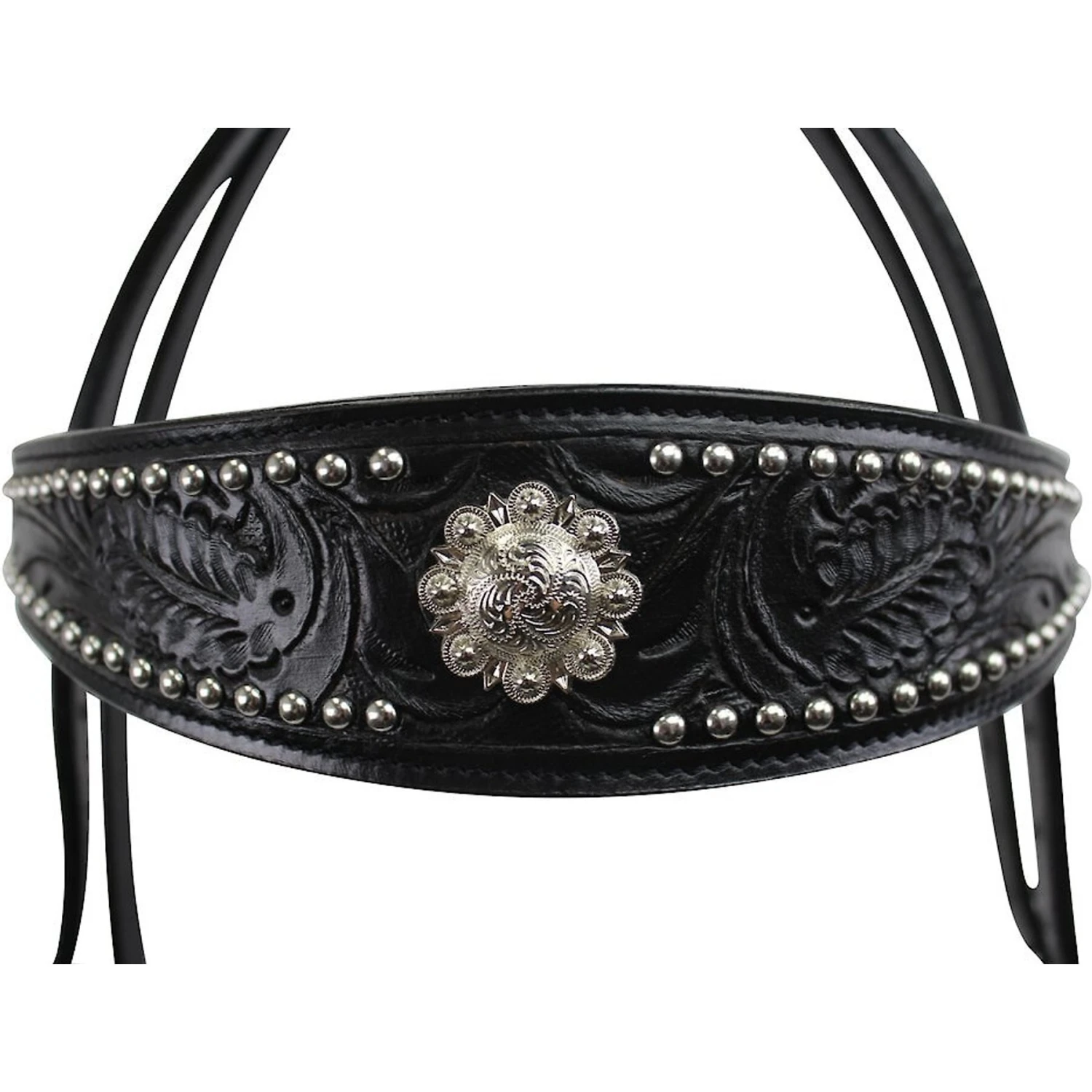 Tahoe Tack Midnight Black Horse Browband Headstall & Split Reins, Full 3 Tahoe Tack Midnight Black Horse Browband Headstall & Split Reins, Full - Image 3