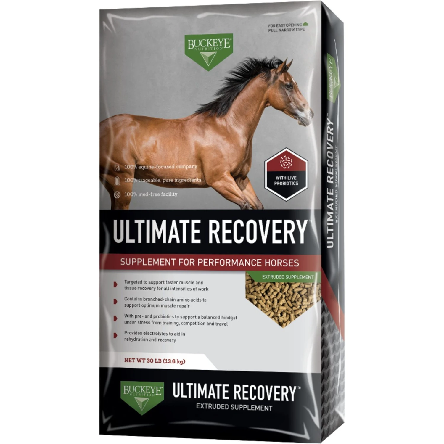 Buckeye Nutrition Ultimate Recovery Extruded Performance Pellets Horse Supplement, 30-lb Bag 1 Buckeye Nutrition Ultimate Recovery Extruded Performance Pellets Horse Supplement, 30-lb Bag
