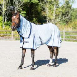 Horze Equestrian Freja Combo Flexi Horse Neck Fly Sheet, Light Blue