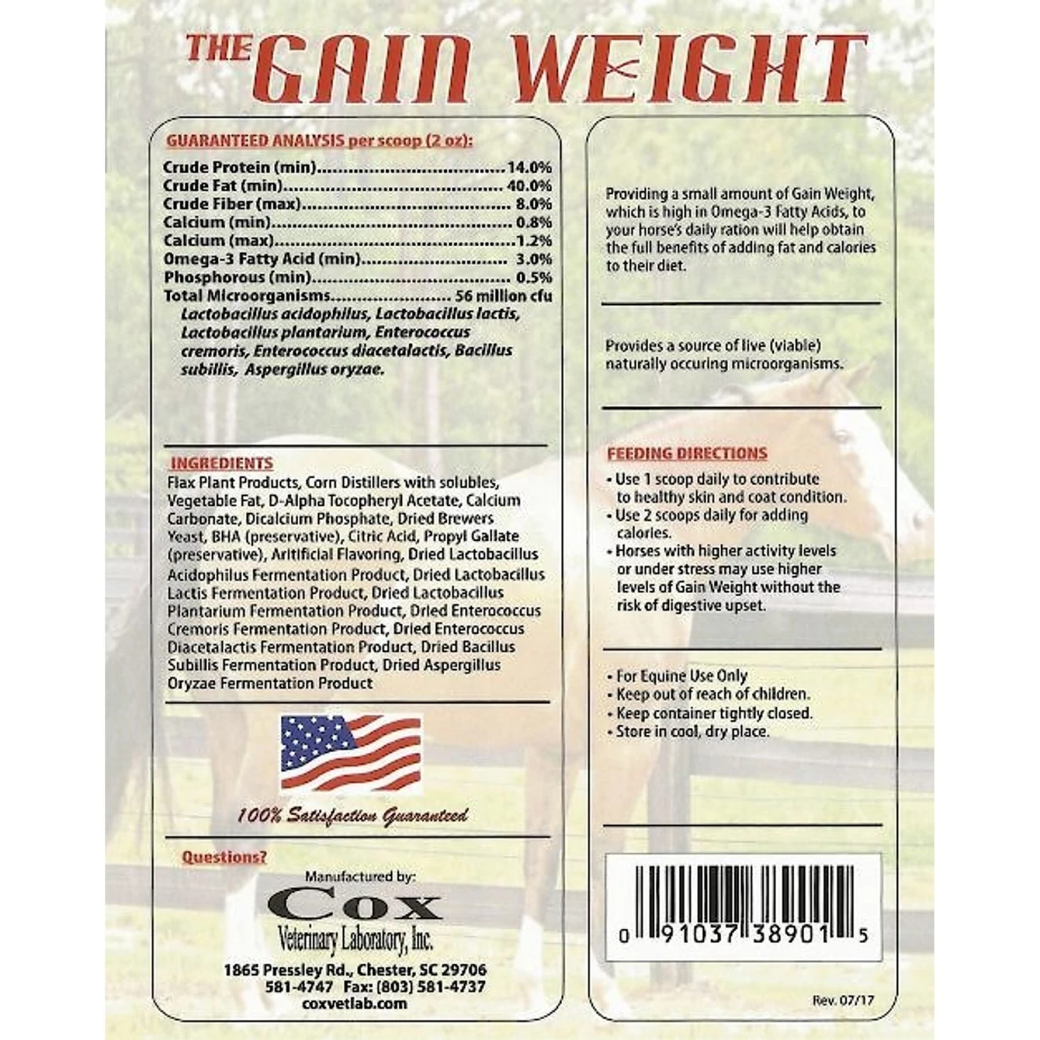 Cox Vet Lab Gain Weight Powder Horse Supplement 2 Cox Vet Lab Gain Weight Powder Horse Supplement - Image 2