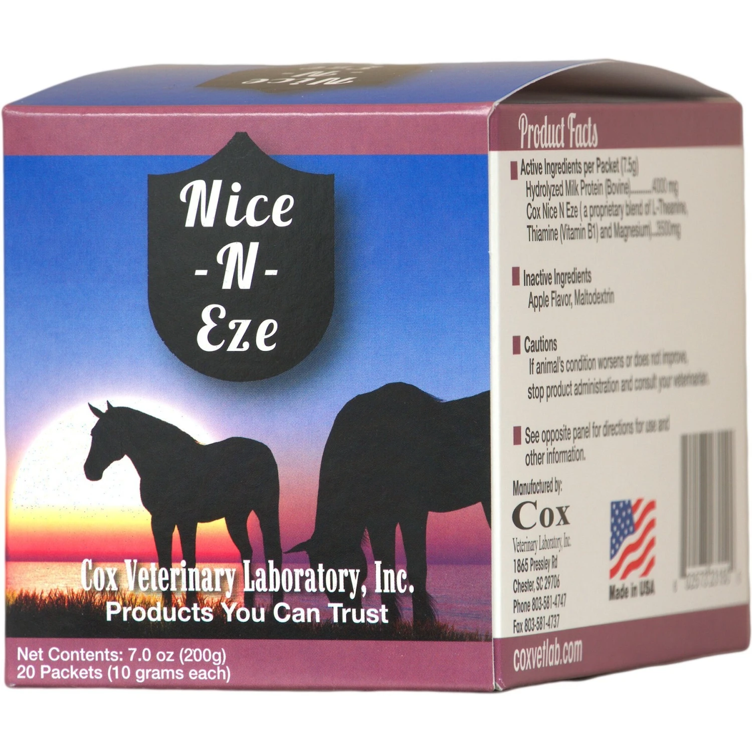 Cox Vet Lab Nice N Eze Powder Horse Supplement, 7-oz Packet, Pack Of 20 1 Cox Vet Lab Nice N Eze Powder Horse Supplement, 7-oz Packet, Pack Of 20
