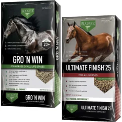 Buckeye Nutrition Gro 'N Win Pelleted Horse Feed & Buckeye Nutrition Ultimate Finish 25 High-Fat Weight Gain Pellets Horse Supplement