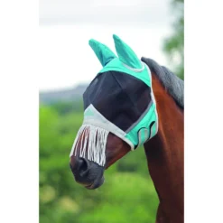Shires Equestrian Products Fine Mesh Horse Fly Mask With Ears & Nose Fringe