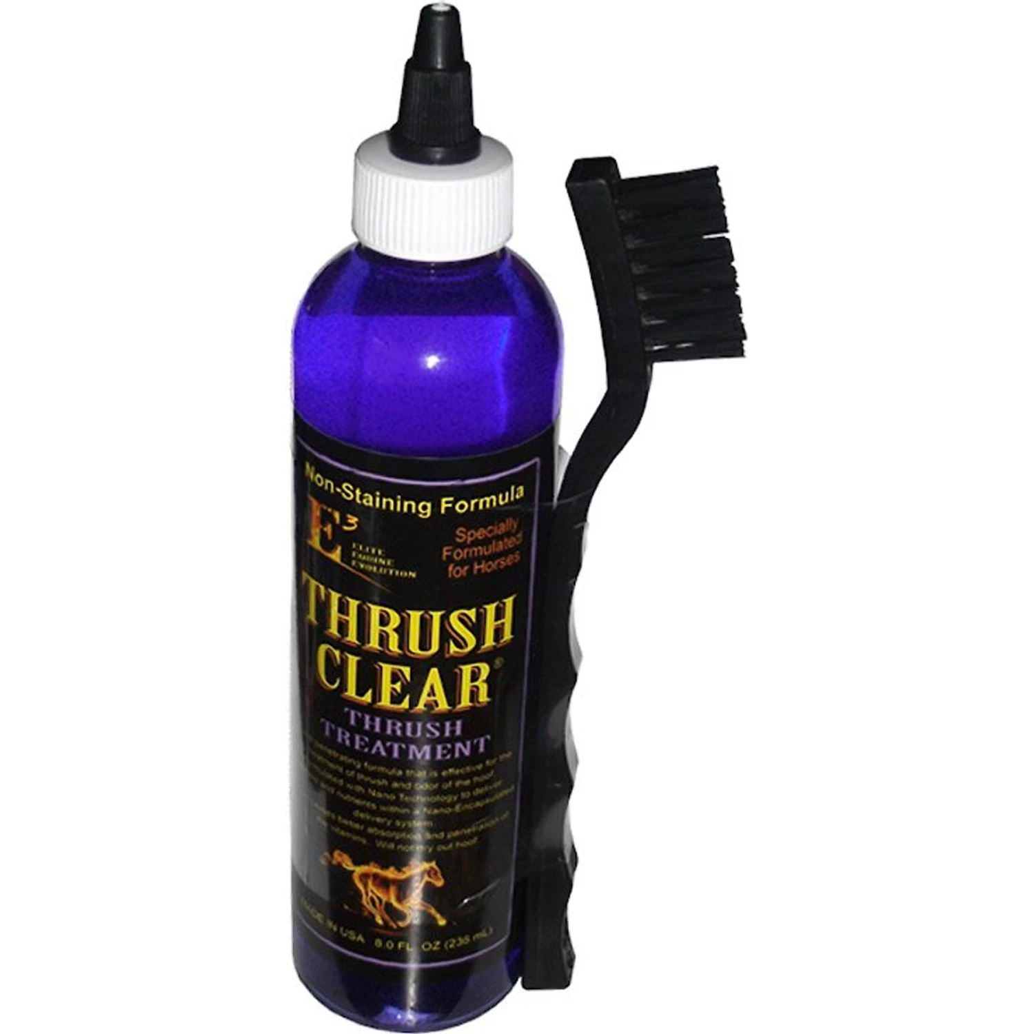 E3 Thrush Clear With Brush Horse, 8-oz Bottle 1 E3 Thrush Clear With Brush Horse, 8-oz Bottle