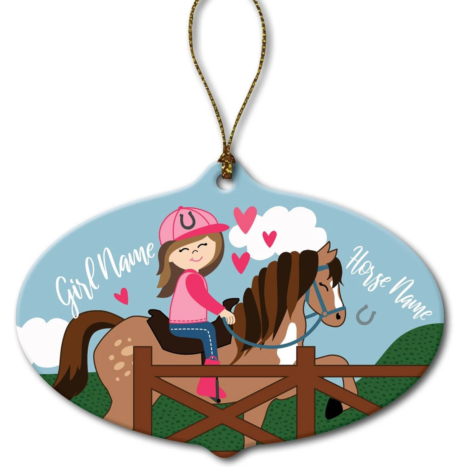 Custom Personalization Solutions Brunette Girl Riding Her Horse Personalized Christmas Tree Ornament 3 Custom Personalization Solutions Brunette Girl Riding Her Horse Personalized Christmas Tree Ornament - Image 3