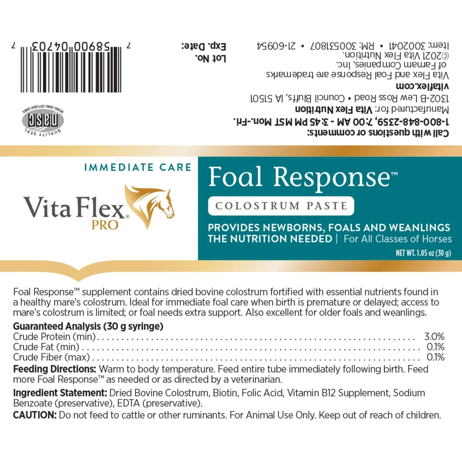 Vita Flex Pro Foal Response Immediate Care Colostrum Paste Supplement 1.05-oz Tube 3 Vita Flex Pro Foal Response Immediate Care Colostrum Paste Supplement 1.05-oz Tube - Image 3