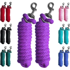 Majestic Ally Solid Poly Propylene Lead Rope With Removal Heavy Duty Finish Bolt Snap Horse Lead, 2 Count