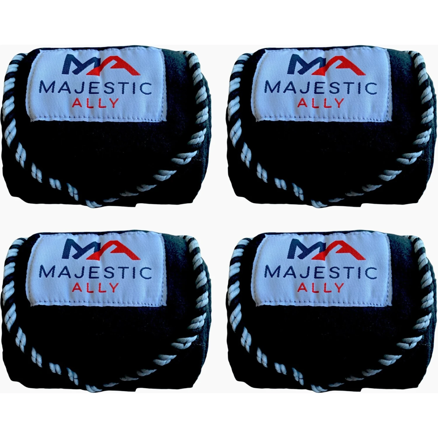 Majestic Ally Polo Wraps With Braided Rope Horse Wrap, Black 3 Majestic Ally Polo Wraps With Braided Rope Horse Wrap, Black - Image 3